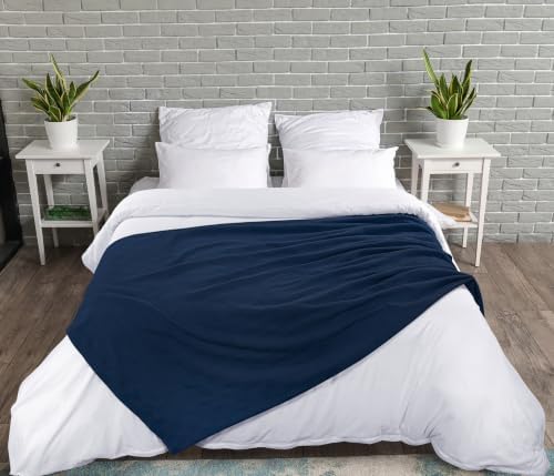 Utopia Bedding 100% Cotton Thermal Blanket Navy King, 90x108 Inches - Image 6