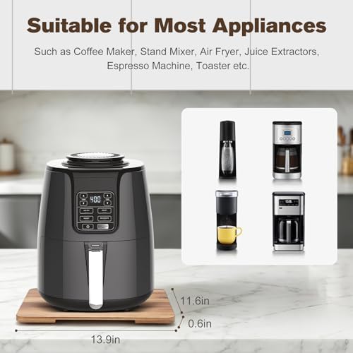 360°Rolling Tray Acacia Wood Kitchen Appliance Slider for Coffee Maker Pot - Image 3