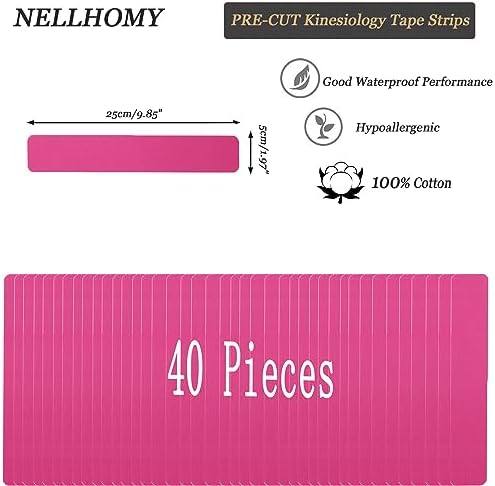 Pro Kinesiology Tape 40 Precut Strips,Elastic Athletic Tape,Original Cotton Waterproof Breathable Sports & Weightlifting Tape Muscles Pain Relief & Joints Support,K Tape(Pink) - Image 3