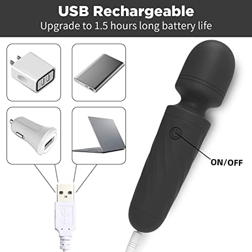 Mini Massager Wand-Waterproof,10 Vibration(Black) - Image 2