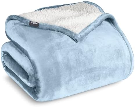 Bare Home Sherpa Fleece Blanket (Twin/Twin XL, Light Blue) by BareHome