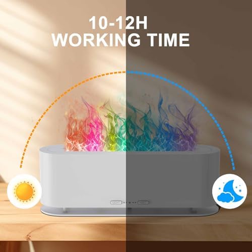 Upgraded Flame Fire Diffuser Humidifier, 7 Colors Changing Oil Diffuser, Ultra-Quiet Aroma Essential Oils Aromatherapy Diffusers for Large Room, Bedroom, Office(200ml Auto Off,Timeable,12Hrs) - Image 5