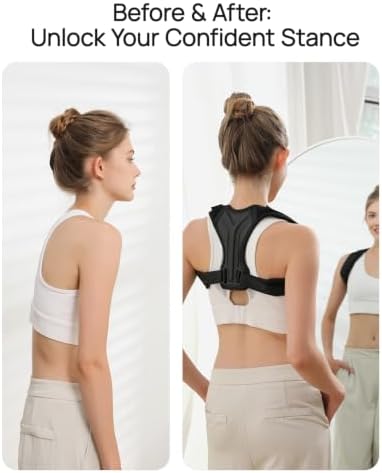 Confident Women Posture Corrector, Easy-Adjust Upper Back Brace, Black - Image 3