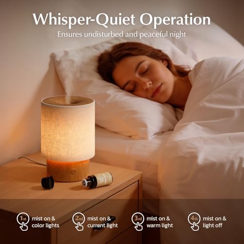 ARVIDSSON Essential Oil Diffuser with Fabric Cover, 100ml Aromatherapy Diffuser for Home, Ultrasonic Diffuser with Night Lamp and Auto Shut-Off, Scent Oil Diffusers for Bedroom - Image 4