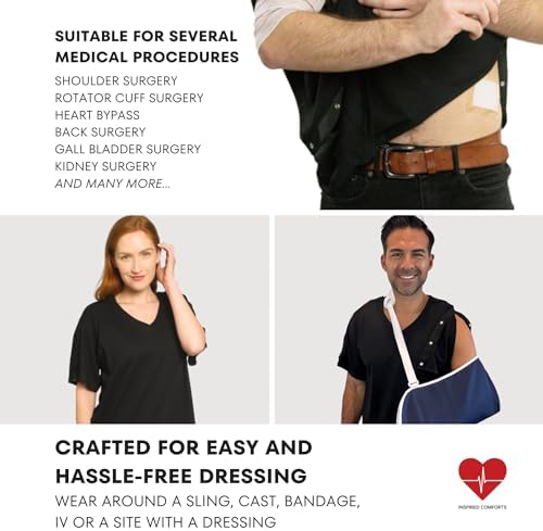 Inspired Comforts Unisex Post Surgery & Rehab V Neck Dual Access Snap Shirt - Image 3