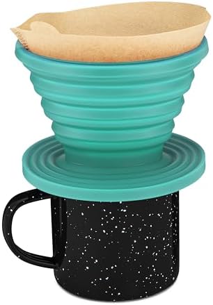 COLETTI Sierra Camping Pour Over Coffee Dripper — Collapsible Pour Over Coffee Dripper — Includes Pack of Paper Filters [Teal, Pack of 1] - Image 4
