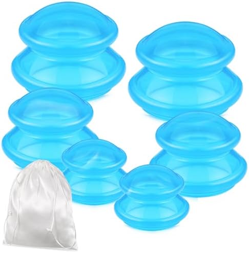 TrelaCo 6 Pcs Silicone Cupping Kit for Massage Therapy,Clear Blue by TrelaCo