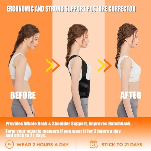 Posture Corrector for Women & Men, Back Support Brace with Adjustable Full Back Support, Breathable Mesh Design for Neck/Shoulder/Back Pain Relief, Scoliosis, Hunchback & Thoracic Spine Correction - Image 2