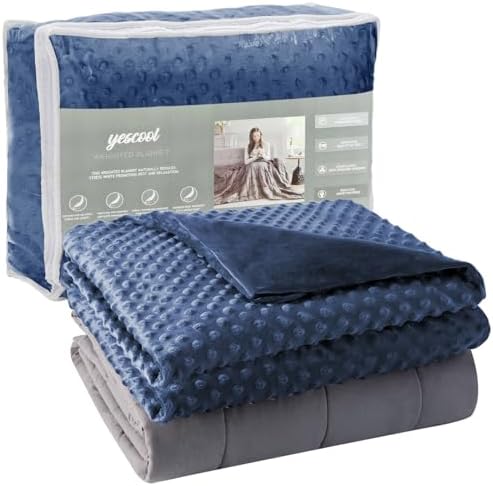 yescool Weighted Blanket with Cover for Adults (20 lbs, 60" x 80", Cobalt Blue) Heavy Blanket for Sleeping Perfect for 140-160 lbs, Queen Size Breathable Blanket with Premium Glass Bead by yescool