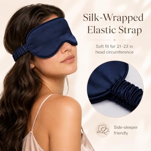 Silk Sleep Mask Light Blocking Luxury 100% Mulberry 19mm Silk Eye Mask Eye Cover Blindfold Ultra Soft Light & Comfy Anti Aging Skin Care with Travel Bag Gift Package - Image 4