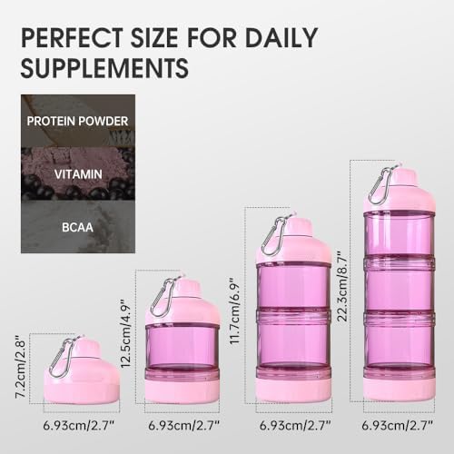 BYLWORKOUT 3-Layer Protein Powder Container with Funnel and Keychain - Image 5
