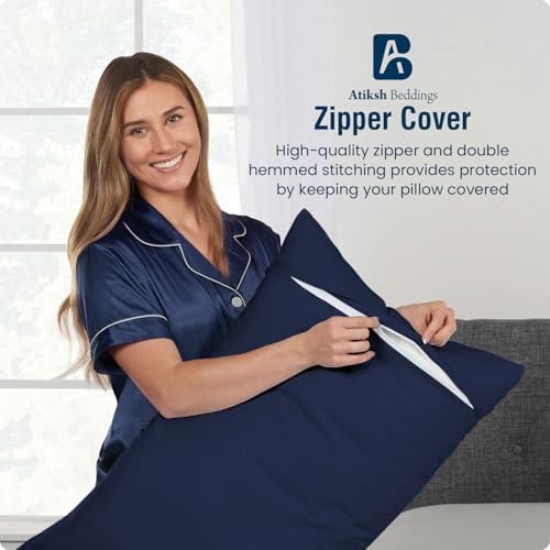 Body Pillow Cover with Zipper 20x72 Cotton Long Body Pillowcase Lumbar Pillow case 100% Egyptian Cotton 500 Thread Count Pack of 1 for Adult Size (Navy Blue) - Image 5