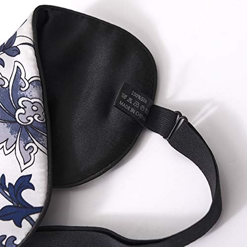 Tim & Tina Silk Sleep Mask for Women Men Comfortable Blindfold Eye Mask with Adjustable Strap for Travel Yoga Nap Shift Work (Blue and White) - Image 3