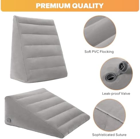 USHMA Inflatable Wedge Pillow for Traveling, 12 Inch Travel Bed Wedge for Headboard Triangle Pillow, Travel Wedge Pillow for Sleeping, Acid Reflux Relief, After Surgery, Back Pain Relief - Image 5