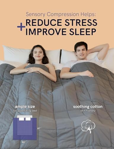 YnM Weighted Blanket,Heavy 100 Percent Oeko-Tex Certified Cotton Material(Dark Grey, 80''x87'' 30lbs), Two Persons(140~240lb) Sharing Use on Queen/King Bed | A Duvet Included - Image 2