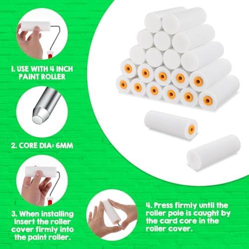 100 Pcs 4 Inch Foam Paint Roller High Density Foam Roller Mini Paint Roller Refills Paint Edger Tool for Walls Brings Smooth Finishes Flat Surfaces - Image 4
