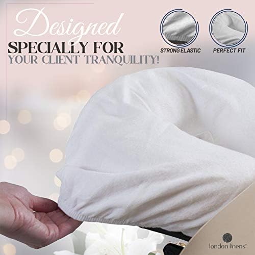 London Linens Pack of 4, Premium Extra Thick 100% Cotton Flannel Massage Tables Face Cradle Covers Cozies Fitted - Includes 4 pcs (White) - Image 5