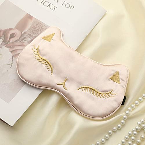 PERFECTSIGHT Cute Cat Sleep Eye Masks, Silk Sleep Eye Cover Lightweight Adjustable Eyeshade Mask Satin Night Eyeshade Cover for Women Men Sleep Travel Nap (Pink) by PERFECTSIGHT