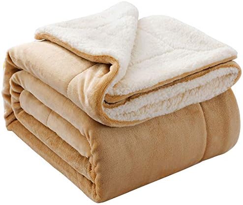 NANPIPER Reversible Sherpa Flannel Blanket Super Soft Fuzzy Lightweight Fleece Microfiber for Bed/Couch (50"x60",Beige) by NANPIPER