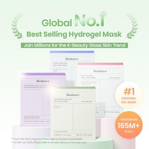 BIODANCE Refreshing Sea kelp Real Deep Mask, Overnight Hydrogel Face Mask, Calming, Oil & Sebum Control, Blemish Care, After Sun Care, Sunburn Relief, Korean Skin Care | 1.19oz(34g) x 4ea - Image 2