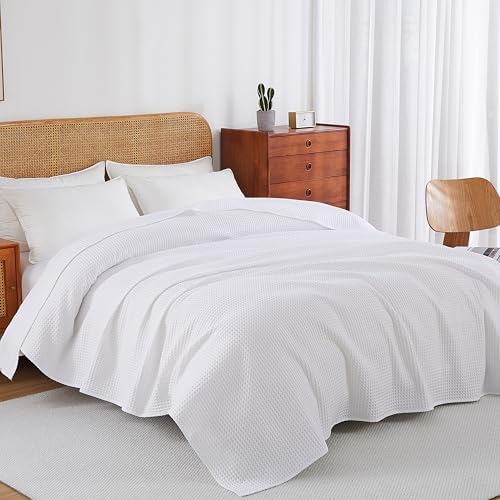 100% Egyptian Cotton Waffle Weave Throw Blanket for Bed Couch Sofa Home Decor, Soft Lightweight Bed & Couch Blanket for All Seasons (White - Full Size - 84 * 90") - Image 5