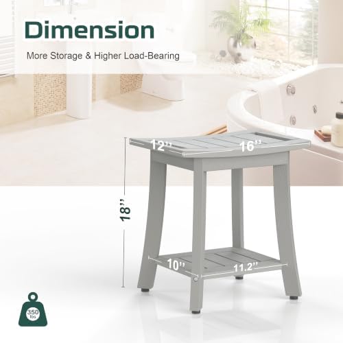 Waterproof HIPS Shower Bench for Inside Shower, Shower Stool, Grey - Image 3