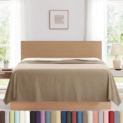 XL Oversized King Flat Sheet Only 132x110 California King Flat Sheet Taupe by SouthshoreFineLivingInc
