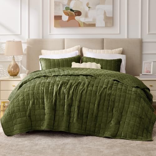 BEDELITE Velvet Quilt Set Queen Size, Luxury Velvet Comforter Bedding by BEDELITE