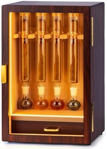 Cigar Flavoring Humidor, 4-Count, Spanish Cedar and Glass Tube Gift by Marvero