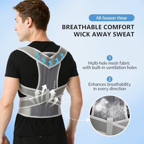 Posture Corrector, Back Posture Corrector for Men and Women, Adjustable Shoulder Back Support, Shoulder Straightener for Scoliosis, Hunchback, Thoracic, Back Pain Relief (XL, Gray) - Image 4