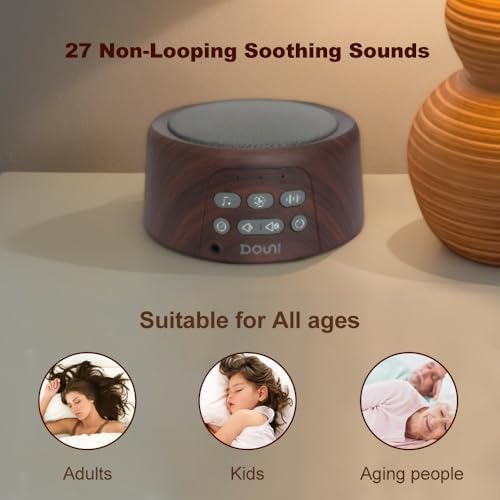 White Noise Machine - Sleep Sound Machine with Soothing Sounds Timer & Memory Function for Sleeping & Relaxation, Sleep Therapy for Kid, Adult, Nursery, Home, Office, Travel. Brown Wood Grain - Image 3