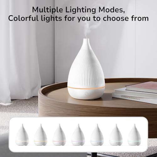 Ultrasonic Essential Oil Diffuser, Home Fragrance Aroma Diffuser with Auto Shut-Off, Color Change Night Light & Ultra-Quiet Operation, BPA-Free Portable Aromatherapy Humidifier for Home (White) - Image 2