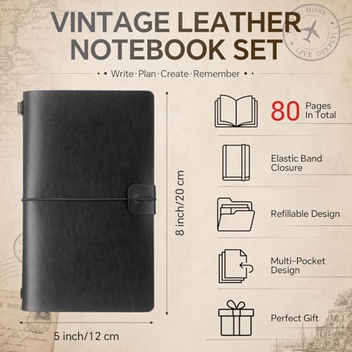 Sabary 8 Pcs Standard Size Refillable Leather Journal Bulk, Retro Color - Image 2