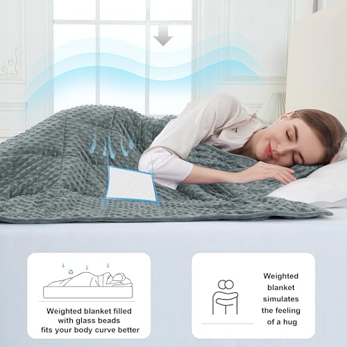 Alomidds Weighted Blanket, Luxury Velvet Heavy Blankets for Adults,Warm and Breathable Soft and Comfort Minky, Gravity Blanket with Premium Glass Beads (48"x72",20lbs Twin Size - Grey) - Image 4