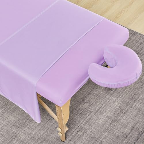 MRJ Microfiber Massage Sheet Set of 3 Pcs,for Massage Tables,Includes Massage Table Cover, Massage Fitted Sheet,and Massage Face Rest Cover,Lavender - Image 2