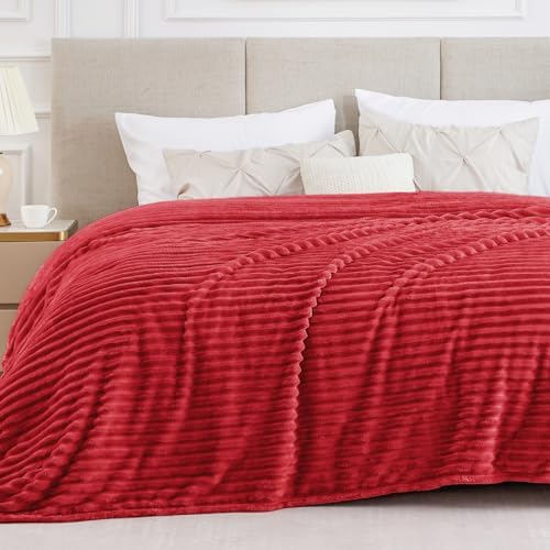 BEDELITE Ribbe Blankets Queen Size for Bed, Red, 90"x90" by BEDELITE