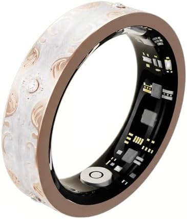 Smart Ring for Women, Sleep Tracker and Health Ring with Heart Rate, SpO2, HRV, Multi-Sport Tracking, IP68 Waterproof, Jewelry-Inspired Design, No Subscription, for iOS and Android (White, 7#) by BKWAT