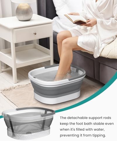 Nekteck Collapsible Foot Soaking Tub for Foot Bath Soak Foot Spa, Grey - Image 5