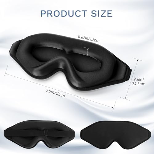 FlyCoco 99% Fully Block Out Light Eye Sleep Mask, 3D Deep Contoured Eyes Cover Zero Pressure, Long Lash Extension Eyes Mask with Adjustable Straps for Sleeping Travel Home Nap Rest Women Men (Black) - Image 2