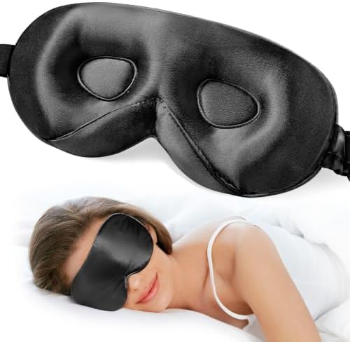 LitBear 100% 22 Momme Mulberry Silk Sleep Mask - 3D Contoured, Black by LitBear