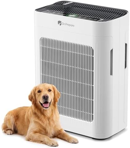 Dr.Prepare Air Purifier for Home Bedroom Large Room Up to 3,000 ft², HEPA Air Cleaner with Dual-Sided Washable Pre-Filter, 20dB Sleep Mode & Fragrance, AQI Display,Auto & Pet Mode for Smoke Odors by DRPREPARE