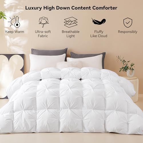 SNOWMAN Premium Down Comforter Cal King,Fold White Duvet Insert All Season - Image 2