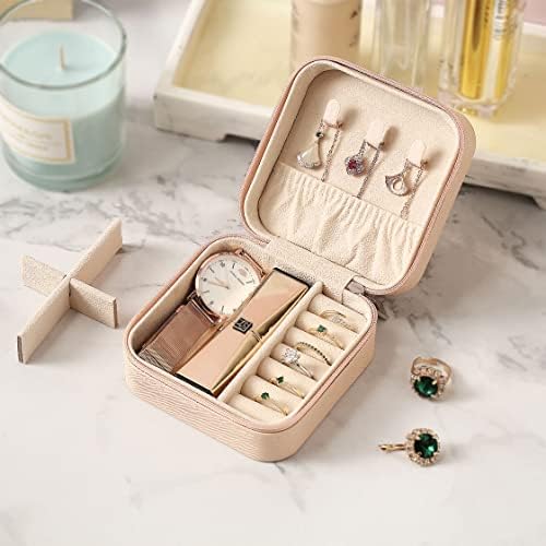 ZPROW Travel Jewelry Case, Mini Portable Jewelry Travel Boxes, Small Jewelry Organizer for Rings, Earrings, Pendants, Watches, Necklaces, Lipsticks Organizer Storage Holder Case (Red) - Image 5