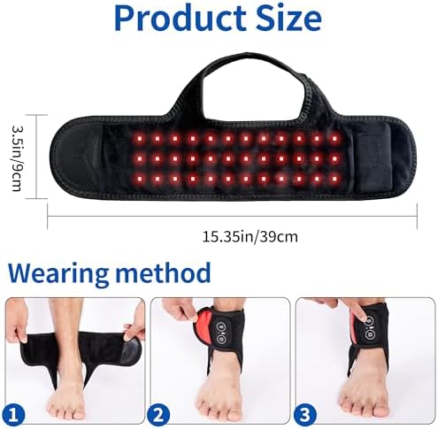 Cordless Ankle Heating Pad, Red Light Ankle Massager for Pain Relief, Foot Heating Pad for Left Right Feet, with Adjustable Vibration and Heat Settings - Image 7