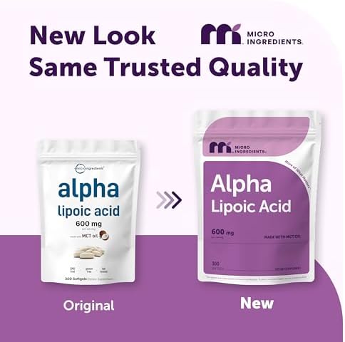 Micro Ingredients Alpha Lipoic Acid 600mg Per Serving, 300 Softgels | ALA Supplement | Made with MCT Oil| Non-GMO, Gluten-Free, Soy-Free - Image 2