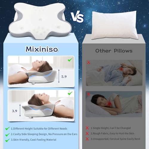 Cervical Pillow for Neck Pain Relief, Ergonomic Contour Side Sleeper Pillows for Adults, Cooling Memory Foam Pillows for Side Back & Stomach Sleepers as Ideal Gifts - Image 7