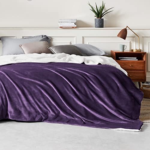 Bedsure GentleSoft Sherpa Fleece Blankets King Size for Bed, Non-Heated, Thick and Warm Throw Gifts for Women and Girls, Soft Fuzzy Plush King Blanket for Winter, Purple, 108x90 Inches - Image 3