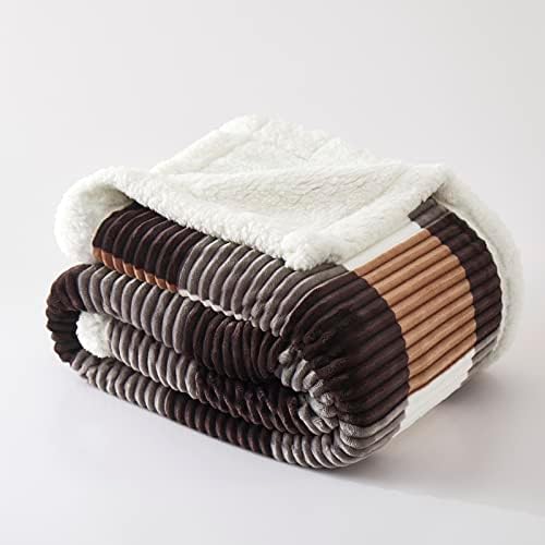 PU MEI Sherpa Blanket Full/Queen Plaid Thick Bed Blanket, 90”*80” Super Soft Flannel Fuzzy Fleece Reversible Velvet Plush Warm Blanket for Couch (Brown-Check, 80"*90") - Image 7