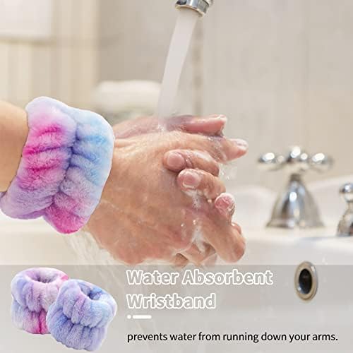 WHAVEL 6PCS Spa Headband and Wristbands Set, Face Wash Headband Wrist Bands for Washing Face Makeup Skincare Hair Band Skin Care Accessories Tools - Image 3