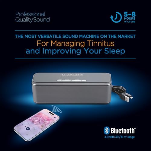 Sound Oasis Stereo Bluetooth Sound Machine for Sleep and Tinnitus Masking, 20 Non-Looping Soothing Sounds Plus Pink Noise, Hi-Fidelity Speakers, Portable Sound Therapy for Home, Baby, Office or Travel - Image 2